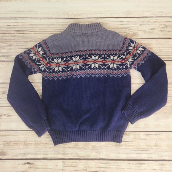 Jarvis Archer Boy's 6 Zip Knit Sweater Snow Flakes Coat Fall Winter Cozy - Picture 3 of 5